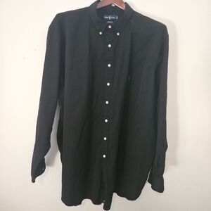 Ralph Lauren Shirt Mens 4XLT Black Blue Pony Classic Fit Cotton/Silk